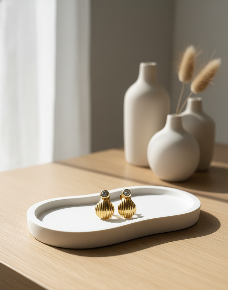 Ribbed Shell Drop Earrings