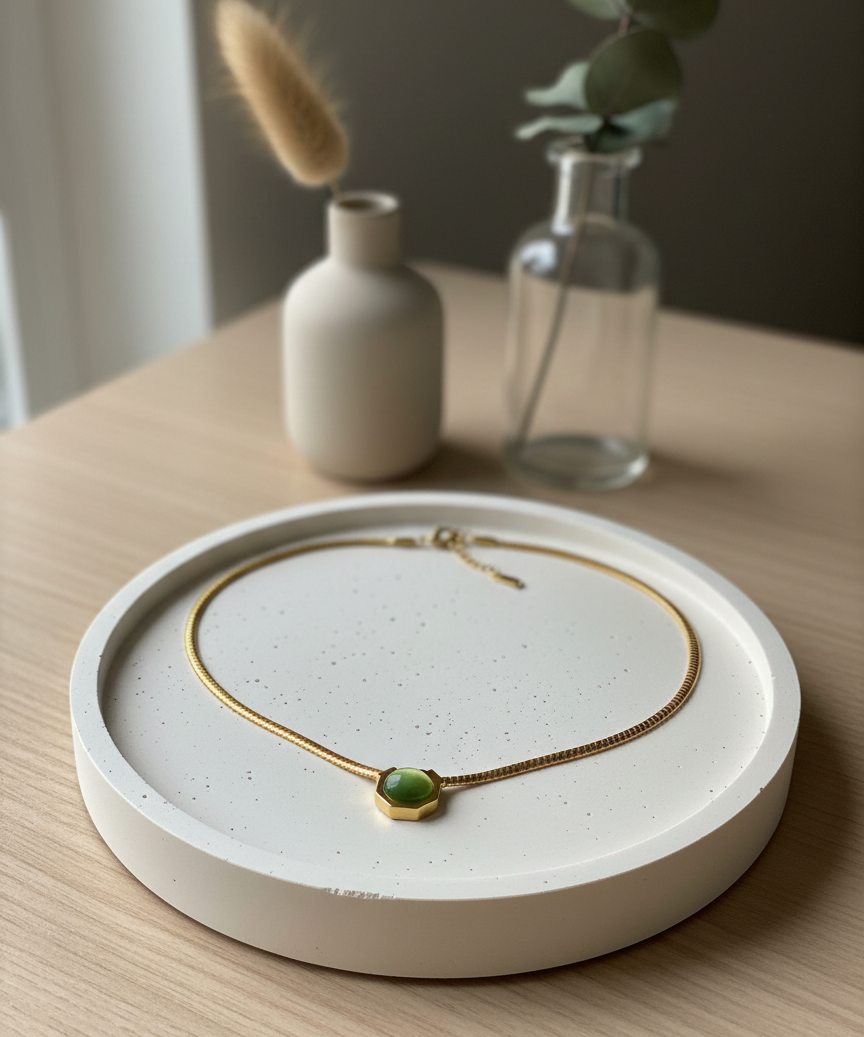 Emerald Radiance Anti-Tarnish Snake Chain